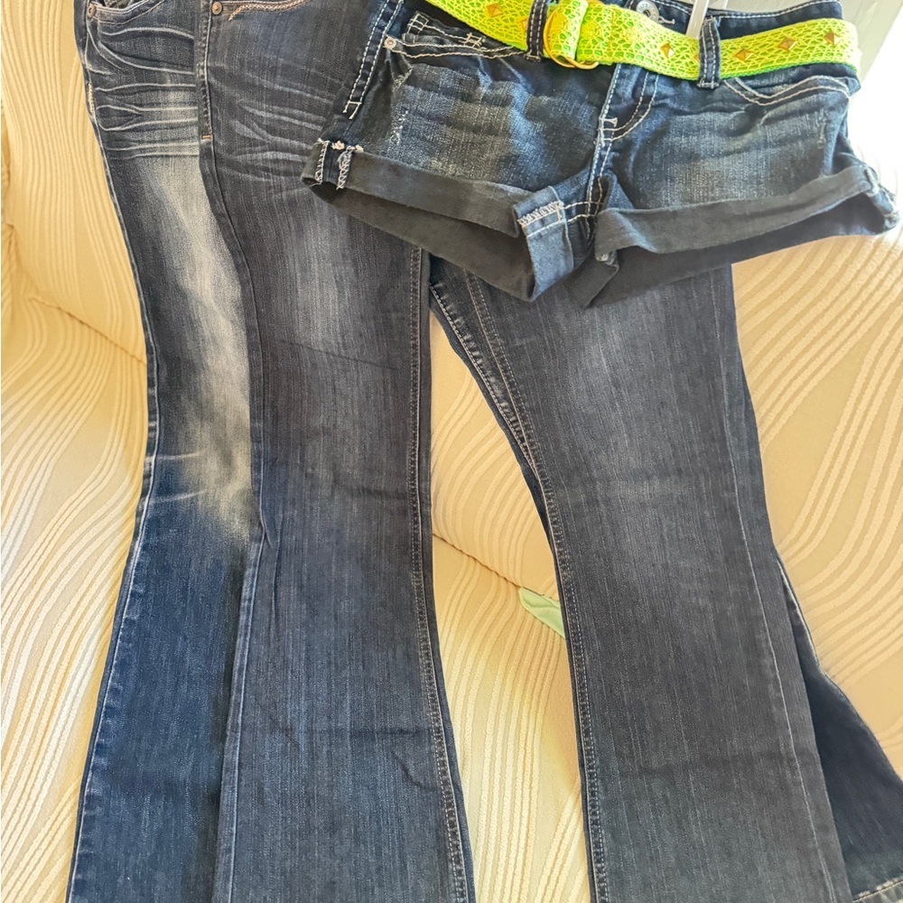 Blue Flare Wide Leg Jeans